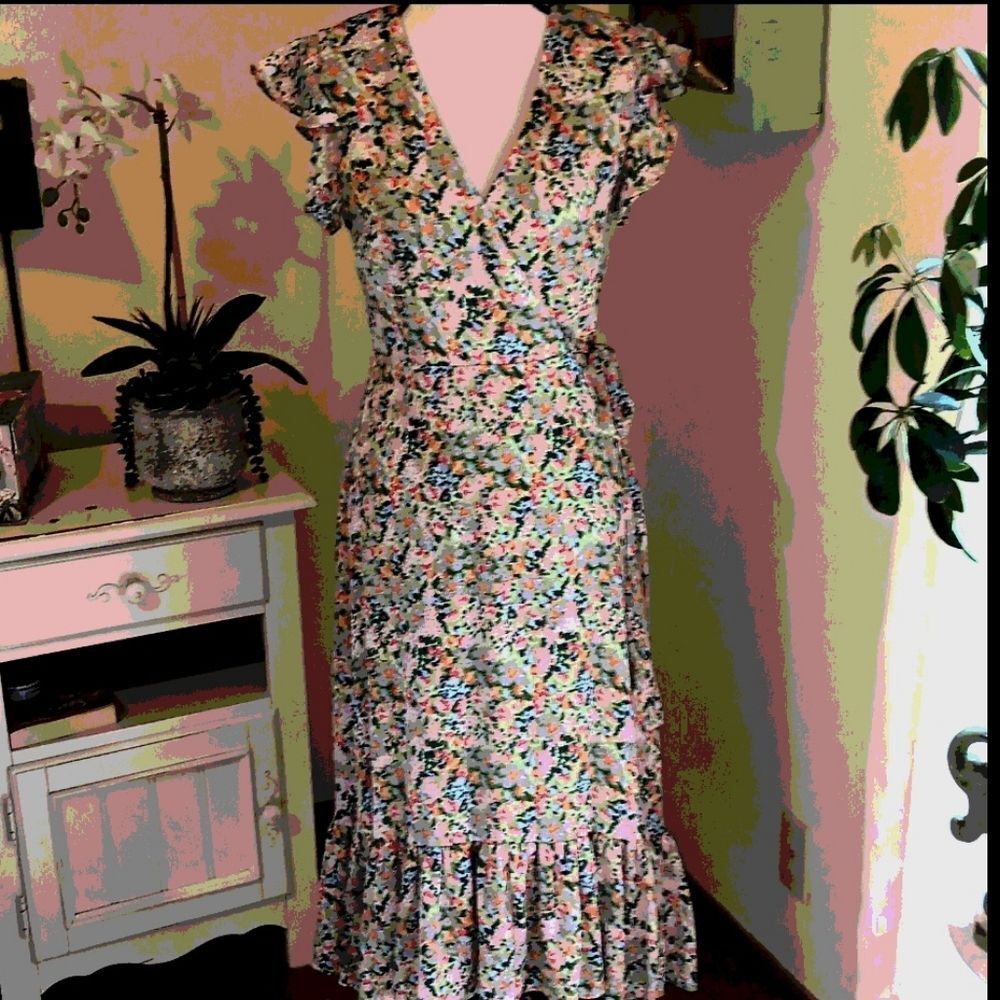 Sage Collective Bright Floral Ruffled Dress